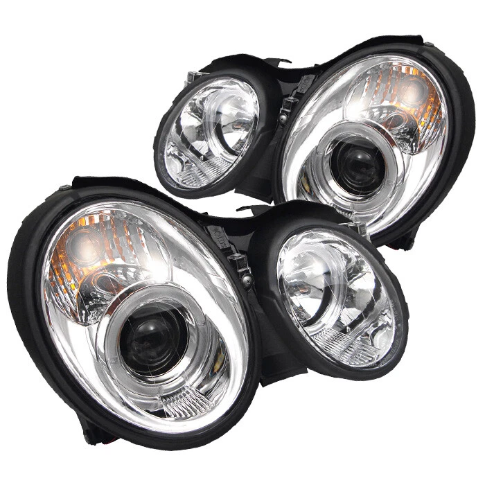 Mercedes Benz 98-02 CLK-Class Chrome DRL Dual Halo LED Projector Headlights Lamp - Image 1 of 1