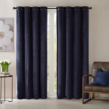 Madison Park Solid Velvet Window Panel in Navy Finish Mp40-3846