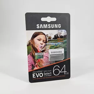 Samsung 64GB MicroSDXC EVO select UHS-I Card U3 4K HD SD card for 4K Typhoon - Picture 1 of 2
