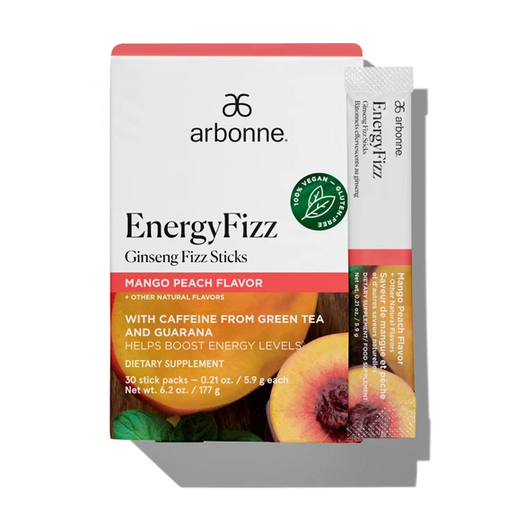 Arbonne Energy Fizz Ginseng Fizz Sticks Mango Melocotón Sabor 30 varillas 4485 Foto 1 de 1