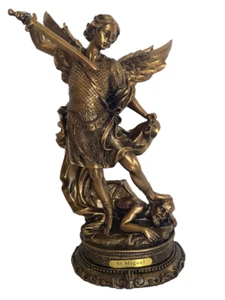 San Miguel Arcángel 13" Resin Figurine Bronce Color St. Michael Archangel , New - Picture 1 of 6