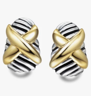 Pendientes de metal mezclado inspirados en diseñador cruzados tono plata y oro Foto 1 de 4