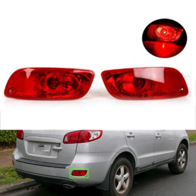 Pair Rear Bumper Reflector Brake Light Tailight For Hyundai Santa Fe 2007-2009 Foto 1 de 4