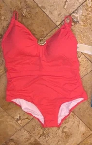Nwt Michael Kors Orange Mk Logo Anhänger Einteilig Badeanzug Übergröße Damen - Picture 1 of 9