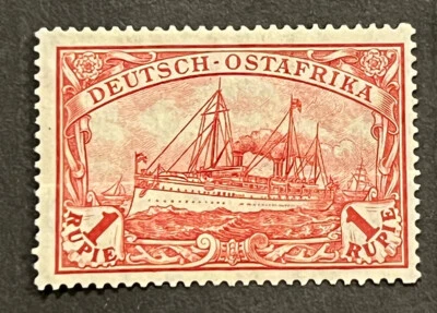 Travelstamps: Germany East Africa Stamps 1 Rupie Kaiser’s Yacht mint OG H WMK - Image 1 of 4
