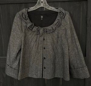 Saks Fifth Avenue Women's Size 8 Crop Jacket Black Tweed - Picture 1 of 6