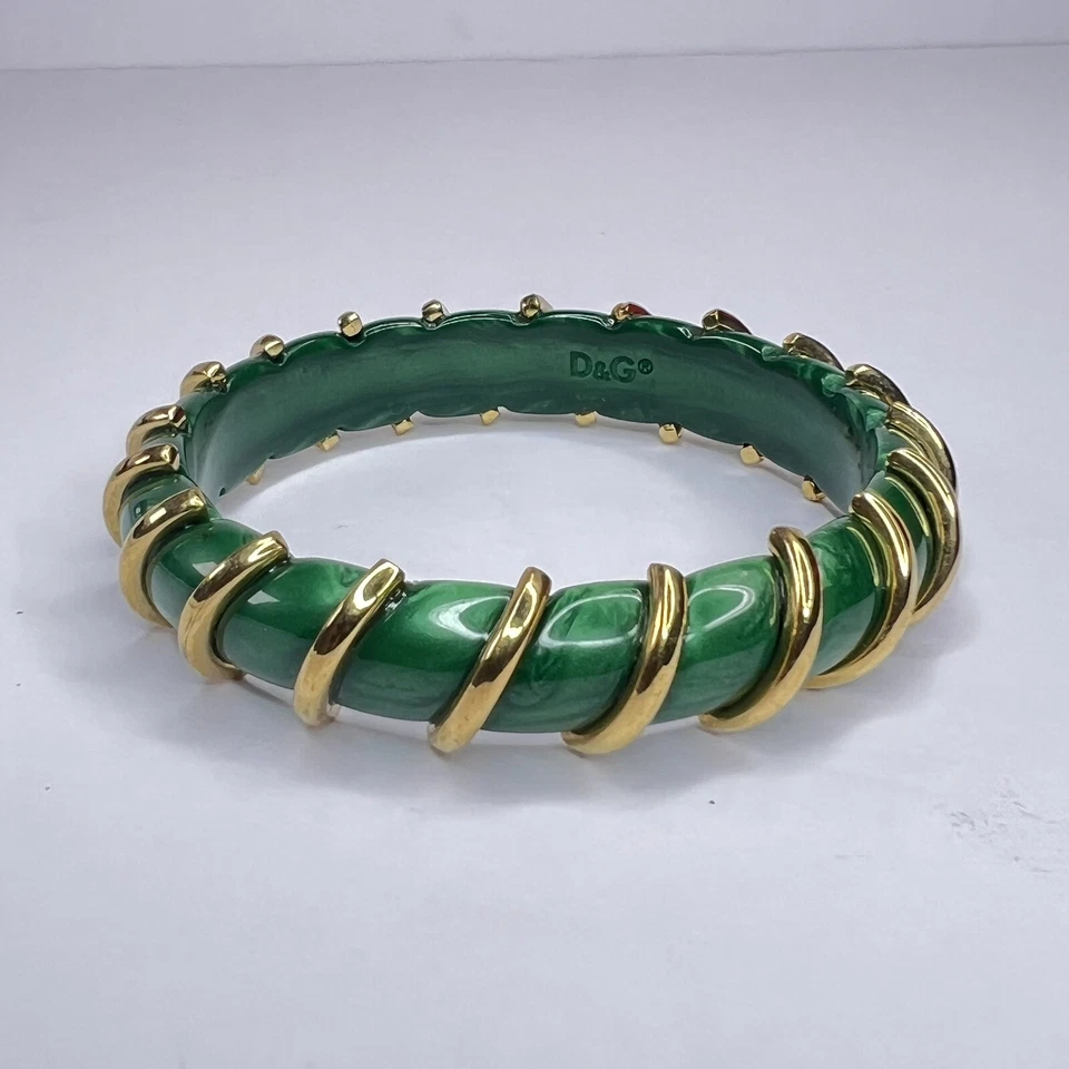 Dolce & Gabbana Green & Gold Bangle Bracelet - Image 1 of 4
