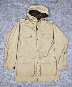 Vintage REI Co-Op Jacket Men's Medium Beige Softshell Rain Coat Hooded Outdoor - Picture 1 of 13