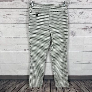 Joseph Ribkoff Pants Women 8 Black Ivory Pull on Career Midrise Office Ankle - Picture 1 of 14