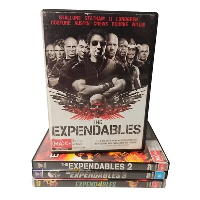 Expendables 1 2 3 4 DVD Adventure Action Thriller Military Mercenaries R4 VGC - Image 1 of 4