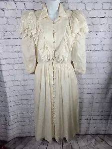 Abito da sposa vittoriano vintage Jonathan Hitchcock per Reuben Thomas 100% lino - Foto 1 di 16
