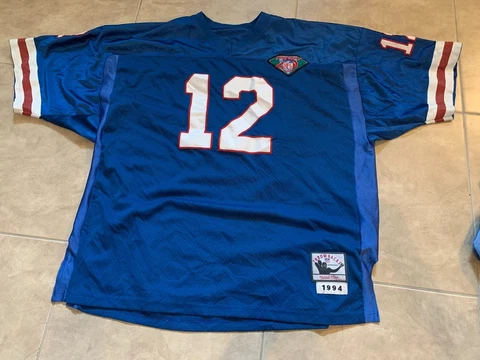 Jim Kelly 12 1994 Throwback 75th Anniversary Buffalo Bills Sewn Adult Jersey 54 Cover