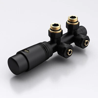 Thermostat Ventil Anschluss Schwarz Badheizkörper Heizkörper Mittelanschluss - Bild 1 von 4