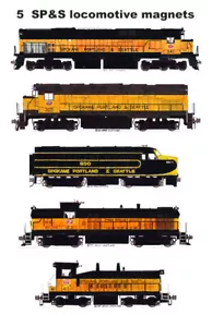 Spokane Portland & Seattle Locomotives 5 magneti di Andy Fletcher - Foto 1 di 1