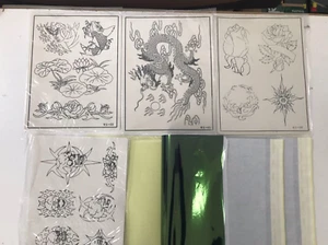 6 sheets tattoo practise rubber skin pre-printed blank transfer paper set - Picture 1 of 3
