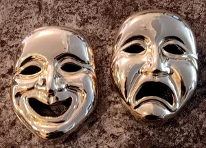 Vintage Comedy And Tragedy Theatrical Masks Smile Now Cry Later - Picture 1 of 5