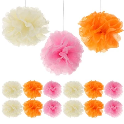  15 Pcs Tissue Pom Poms Paper Flowers Birthday Decorations for Girls - Image 1 of 4
