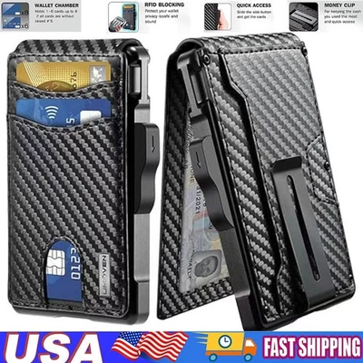 Slim Carbon Fiber Bifold Wallet – RFID Blocking, Money Clip, Stylish Men's Gift - Image 1 of 4