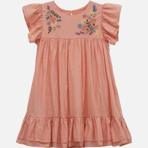 Peek Kids Embroidered Metallic Dress Peach Size 8 NWT - Picture 1 of 6