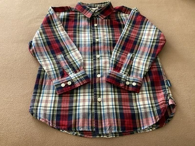 Camisa de algodón L/S a cuadros azul marino antiguo talla 8 para niños, usada en excelente estado Foto 1 de 4
