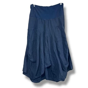 NWT Luna Luz Navy Linen Francesca Lagenlook Asymmetrical Skirt - Picture 1 of 12