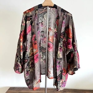 Kimono leggero da giardino floreale AMBIENTE MORBIDO bordo in pizzo donna M - Foto 1 di 5