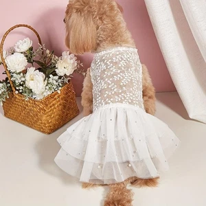 Dog Wedding Party Suit Summer Mesh Dress Suitable for Cats and Dogs - Picture 1 of 25