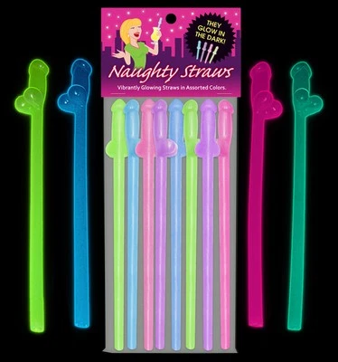 KHEPER GAMES Bachelorette Party Glow In The Dark Naughty Straws 8 Pack