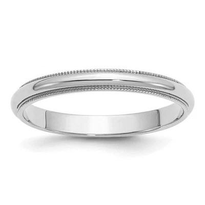 Pulseira de ajuste padrão Milgrain folheada a ródio prata esterlina 3 mm - Imagem 1 de 4