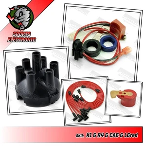 Jaguar Electronic Ignition Kit Lucas 25D6 with Cap Rotor Arm 8mm Red HT Leads - Picture 1 of 11