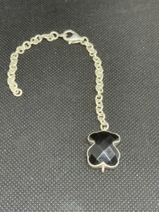 TOUS Black Onyx Bear Pendant With 925 Silver Band Small 6” Authentic - Picture 1 of 3