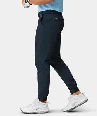 Pantalones de golf Macade para hombre 30x28 azul marino calce ajustado jogger rendimiento chino cremallera tobillo Foto 1 de 4