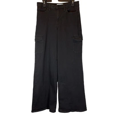 YMI Jeans High Rise Skater Wide Leg Baggy Cargo Pants Black Denim Size 9 29 - Image 1 of 4