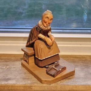 ANRI Holz handgeschnitzt und bemalt alte Frau Volkskunst Italien BESCHÄDIGUNG - Bild 1 von 18