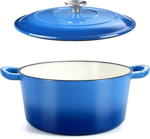 Cast Iron Dutch Oven with Lid, Heavy-Duty Cookware (Blue)6-Quart Pre-Seasoned  - Picture 1 of 15