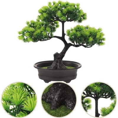 Fake Small Bonsai Artificial Potted Plant Decoration for Home Office Decor - Image 1 of 4