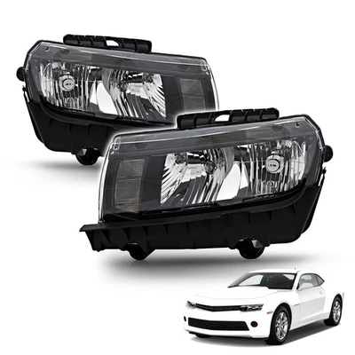 Pair For 2014-2015 Chevy Camaro Black  Halogen Headlights w/ Bulbs Left Right Foto 1 de 4