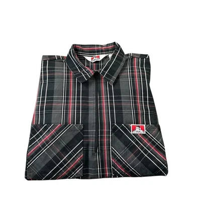Camisa para hombre Ben Davis negra blanca roja a cuadros media cremallera talla M EE. UU. Foto 1 de 4