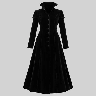 Mujeres Negro Terciopelo Gótico Victoriano Steampunk Abrigo Largo Aristócrata Aspecto Vampiro Foto 1 de 4