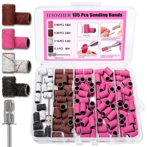 Brocas para uñas, 135 piezas bandas de lijado para taladro de uñas, puntas de uñas para brocas - Imagen 1 de 6