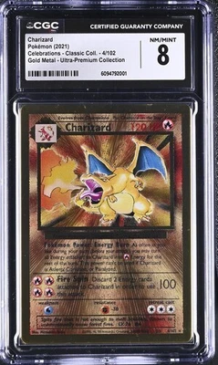 🔥🔥 CGC 8 NM/MINT Gold Metal Charizard 4/102 Pokemon Celebrations Classic - Image 1 of 2