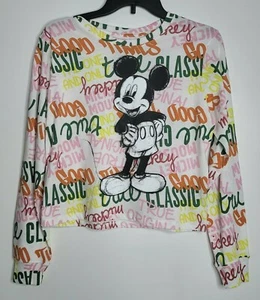 Disney Classic MICKEY MOUSE Graphic Shirt Long Sleeve Top All Over Design Large - Picture 1 of 5