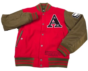 $370 G-Star Raw Flame Red Snap Button 89 Varsity Jacket Mens Size Medium - Picture 1 of 16