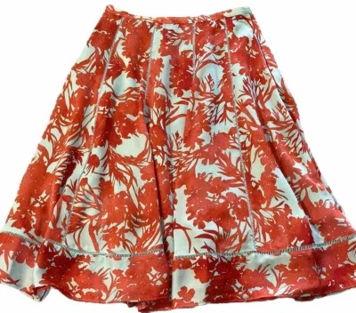 Falda para mujer Banana Republic talla 4 junto al mar rojo turquesa forrada floral con cremallera Foto 1 de 4