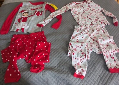 Elf On The Shelf Girls Size 10 Long Sleeve Pajamas 100% Cotton Christmas 4 Piece - Image 1 of 4