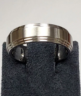 Men's Scott Kay Cobalt Satin Center & Double Step Edged Wedding Band - Image 1 of 4