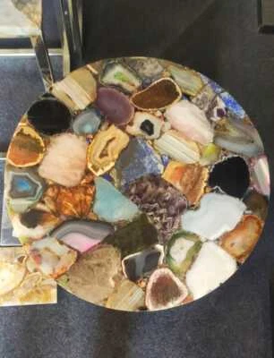 2' dining coffee center marble table top inlay Multi agate decor home room  - Image 1 of 3