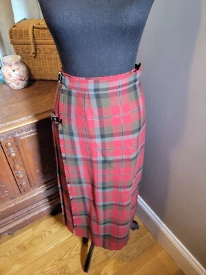 复古 LL BEAN 苏格兰制造羊毛打褶格子裙 KILT — 第 1/4 张图片