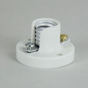 White Plastic Candelabra Pony Cleat, One-Piece, Keyless, E12 Lampholder 47726JB - Picture 1 of 4