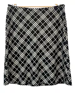 Talbots Woman Plus Sz 20W A-Line Midi Skirt 33"L Black & White Plaid Wool Blend - Picture 1 of 9